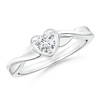 4mm GVS2 Criss-Cross Solitaire Round Diamond Heart Promise Ring in P950 Platinum