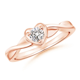 4mm IJI1I2 Criss-Cross Solitaire Round Diamond Heart Promise Ring in 10K Rose Gold