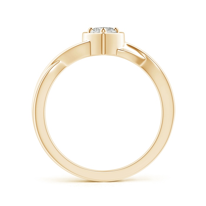 4mm KI3 Criss-Cross Solitaire Round Diamond Heart Promise Ring in Yellow Gold side-1