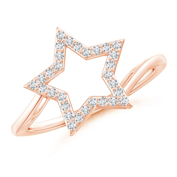 1.1mm GVS2 Diamond Open Star Bypass Ring in Rose Gold