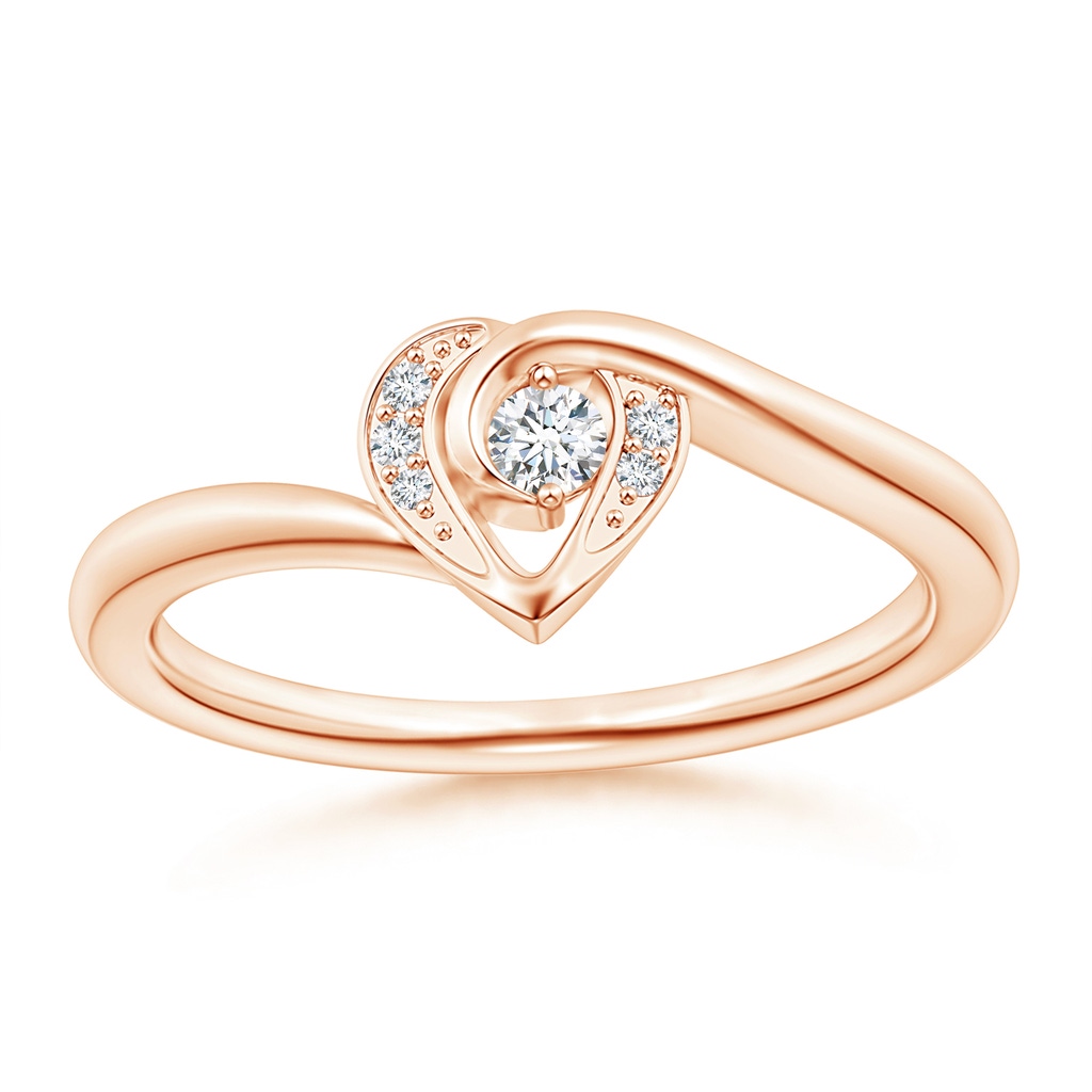 2.5mm GVS2 Solitaire Diamond Swirl Heart Ring in Rose Gold