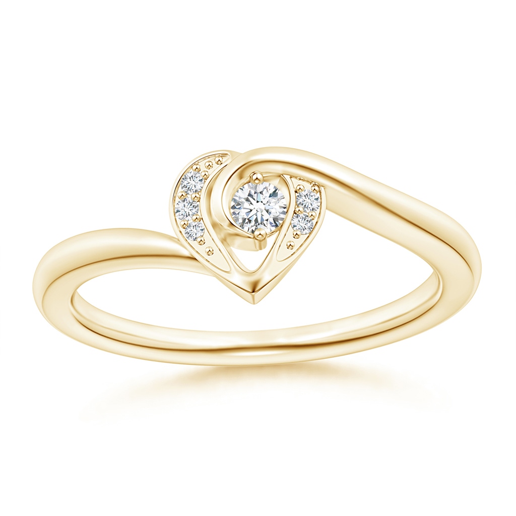 2.5mm GVS2 Solitaire Diamond Swirl Heart Ring in Yellow Gold