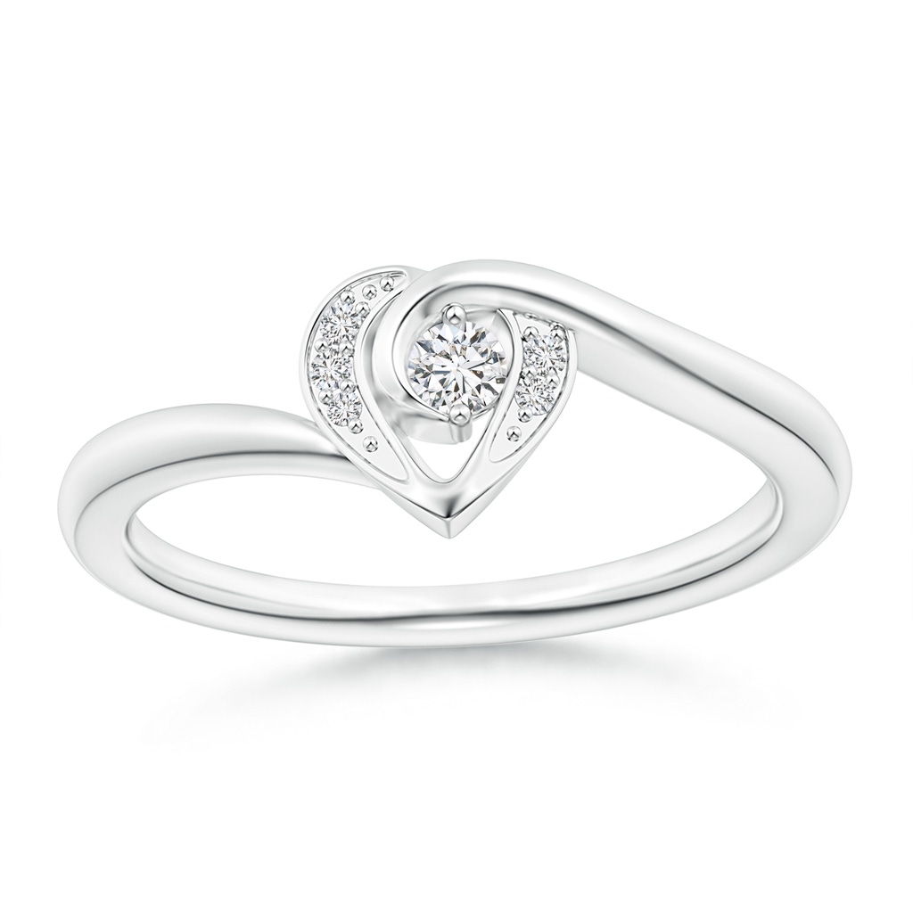 2.5mm HSI2 Solitaire Diamond Swirl Heart Ring in White Gold