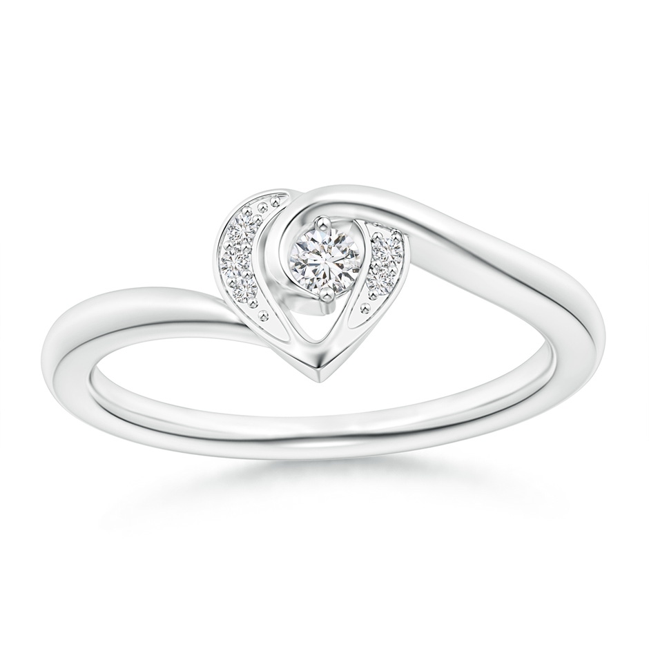 2.5mm HSI2 Solitaire Diamond Swirl Heart Ring in White Gold 