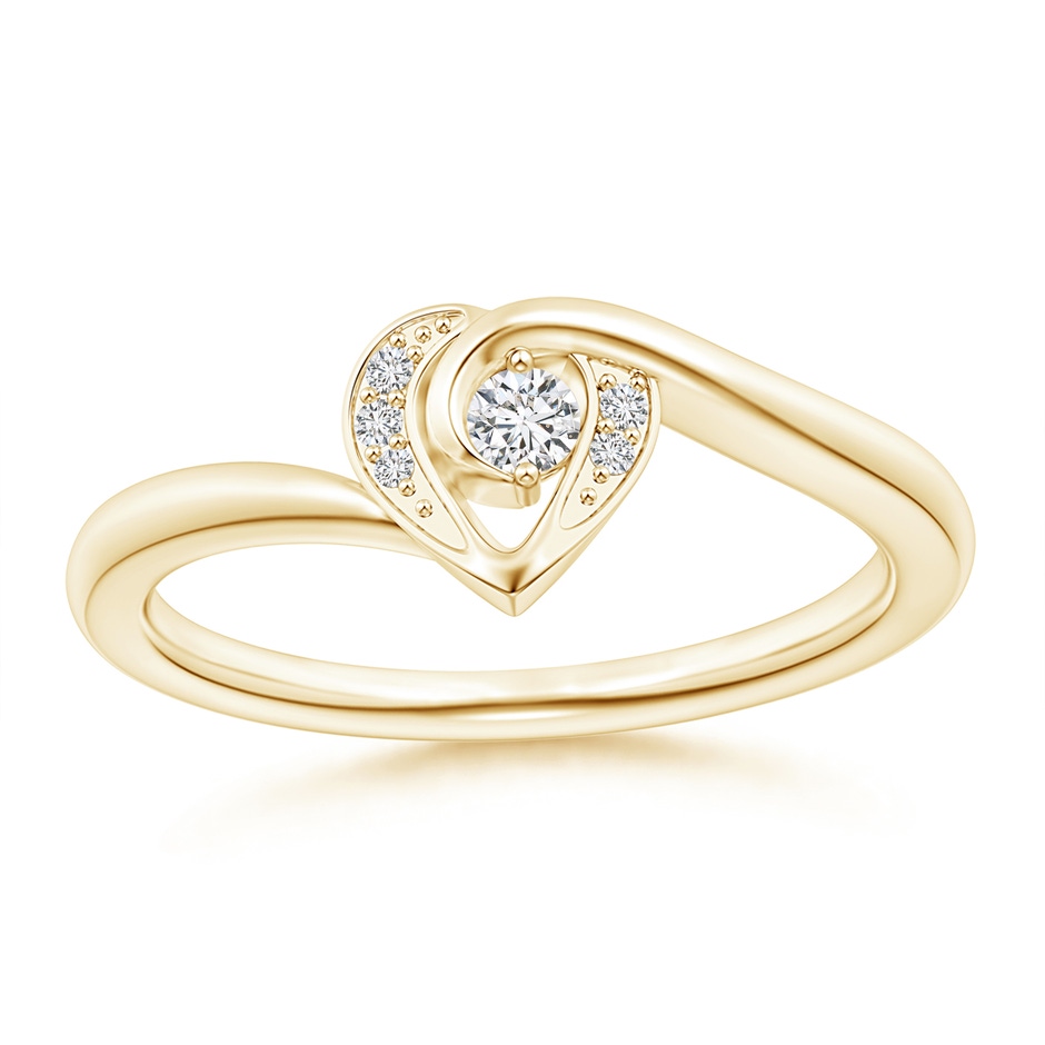 2.5mm HSI2 Solitaire Diamond Swirl Heart Ring in Yellow Gold 