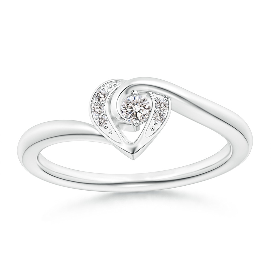 2.5mm IJI1I2 Solitaire Diamond Swirl Heart Ring in White Gold 