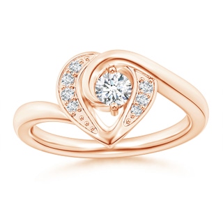 3.8mm GVS2 Solitaire Diamond Swirl Heart Ring in 9K Rose Gold