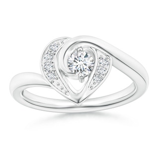 3.8mm GVS2 Solitaire Diamond Swirl Heart Ring in P950 Platinum