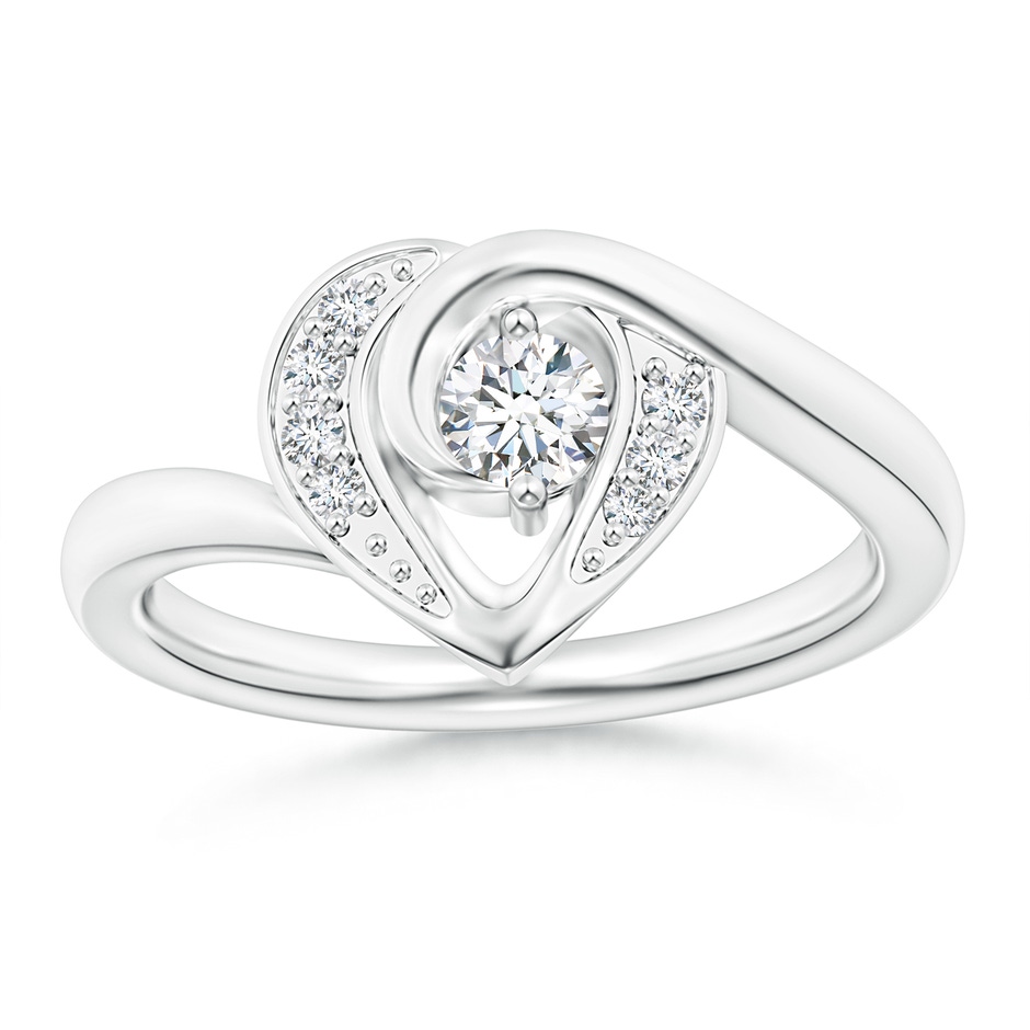 3.8mm GVS2 Solitaire Diamond Swirl Heart Ring in White Gold 