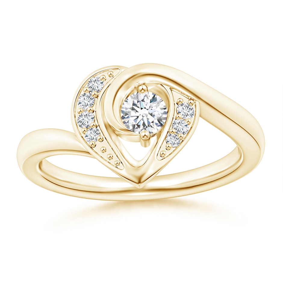 3.8mm GVS2 Solitaire Diamond Swirl Heart Ring in Yellow Gold 