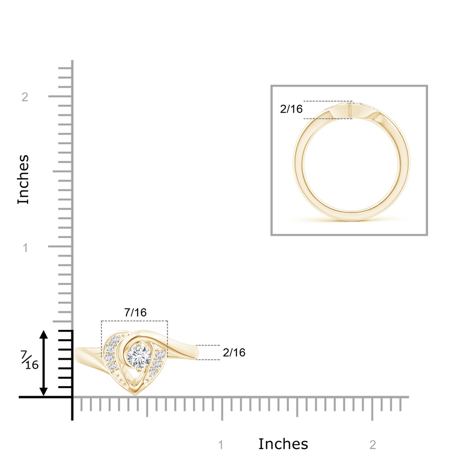 3.8mm GVS2 Solitaire Diamond Swirl Heart Ring in Yellow Gold product image