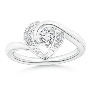 3.8mm HSI2 Solitaire Diamond Swirl Heart Ring in P950 Platinum