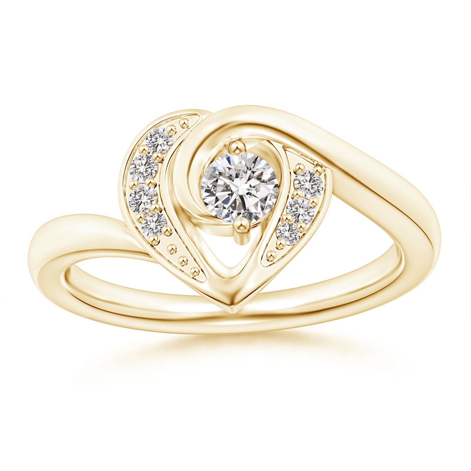 3.8mm IJI1I2 Solitaire Diamond Swirl Heart Ring in Yellow Gold 