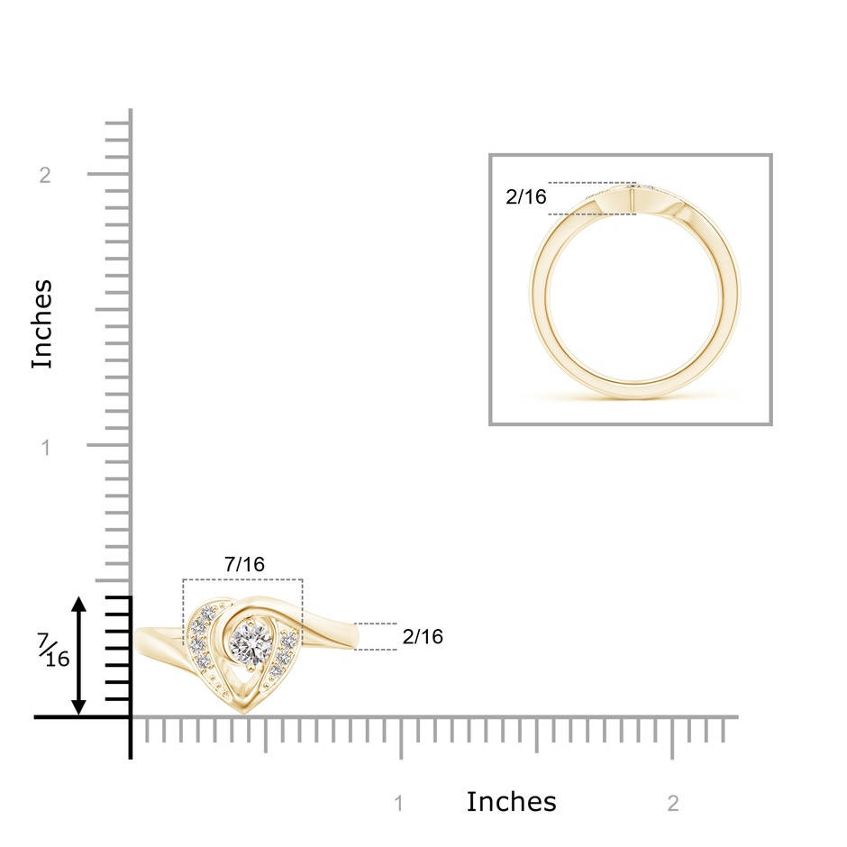 3.8mm IJI1I2 Solitaire Diamond Swirl Heart Ring in Yellow Gold product image