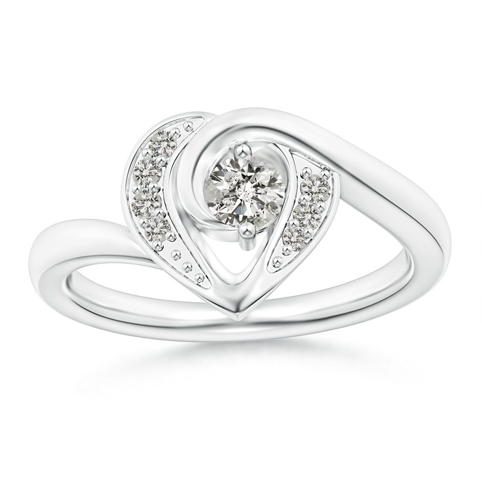 3.8mm KI3 Solitaire Diamond Swirl Heart Ring in White Gold 