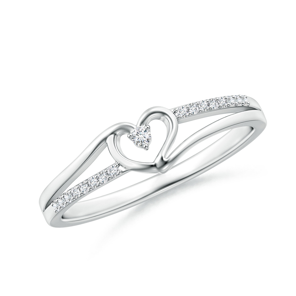1.5mm GVS2 Round Diamond Split Shank Heart Promise Ring in 18K White Gold