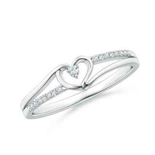 1.5mm GVS2 Round Diamond Split Shank Heart Promise Ring in 9K White Gold