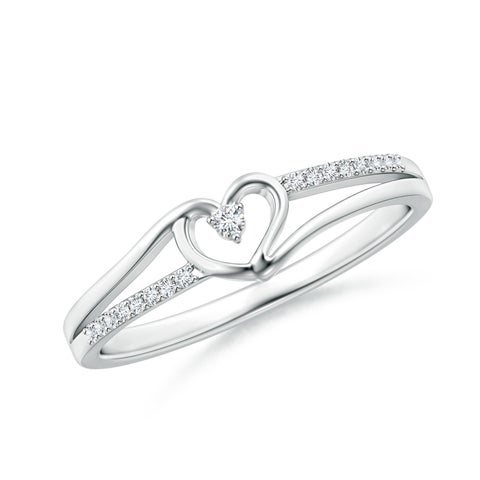 1.5mm GVS2 Round Diamond Split Shank Heart Promise Ring in White Gold