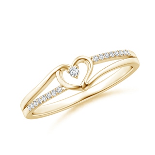 1.5mm GVS2 Round Diamond Split Shank Heart Promise Ring in Yellow Gold