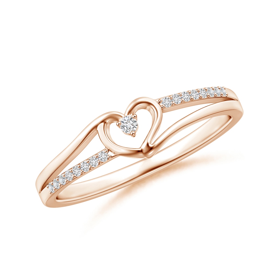 1.5mm HSI2 Round Diamond Split Shank Heart Promise Ring in Rose Gold 