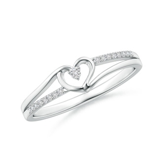 1.5mm HSI2 Round Diamond Split Shank Heart Promise Ring in White Gold