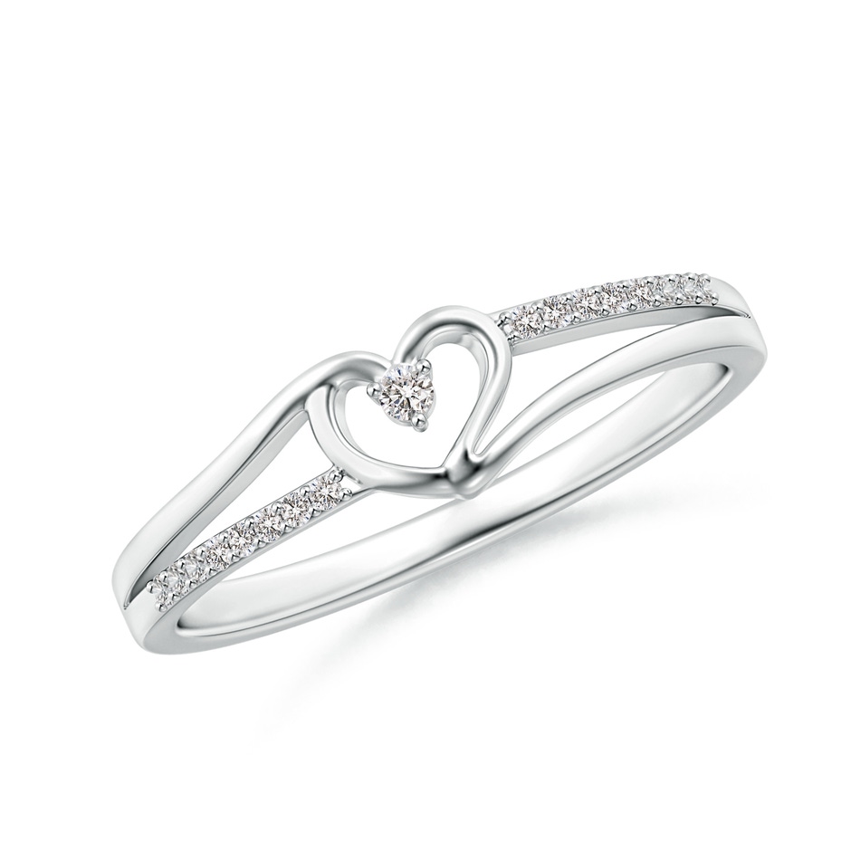 1.5mm IJI1I2 Round Diamond Split Shank Heart Promise Ring in White Gold 