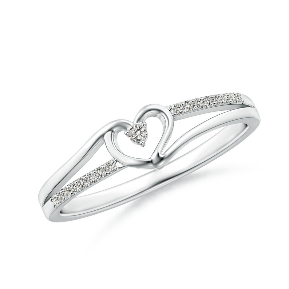 1.5mm KI3 Round Diamond Split Shank Heart Promise Ring in 9K White Gold 