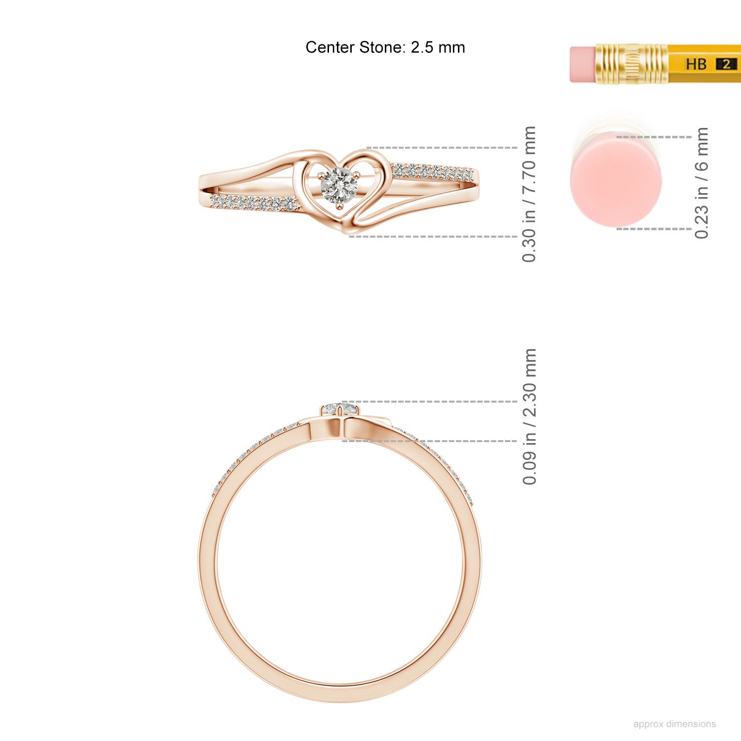 Angara Natural Round Diamond Split Shank Heart Promise Ring in 14K Gold (2.5MM) - Bild 36 von 40