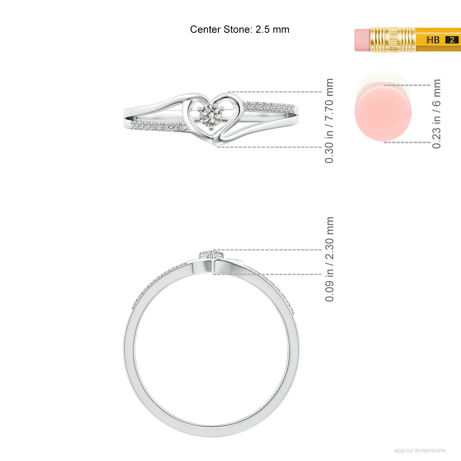Angara Natural Round Diamond Split Shank Heart Promise Ring in 14K Gold (2.5MM) - Bild 16 von 40