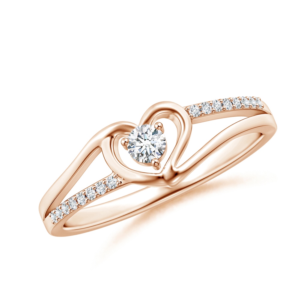 2.9mm GVS2 Round Diamond Split Shank Heart Promise Ring in Rose Gold