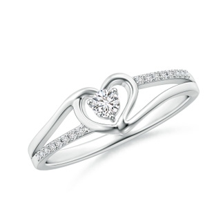 2.9mm HSI2 Round Diamond Split Shank Heart Promise Ring in White Gold