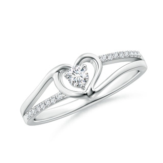 3.1mm GVS2 Round Diamond Split Shank Heart Promise Ring in P950 Platinum