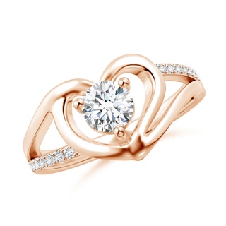 5.3mm GVS2 Round Diamond Split Shank Heart Promise Ring in 10K Rose Gold