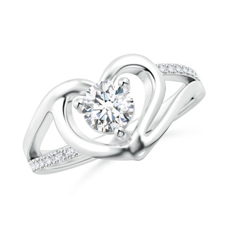 5.3mm GVS2 Round Diamond Split Shank Heart Promise Ring in P950 Platinum