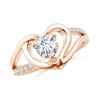 5.3mm GVS2 Round Diamond Split Shank Heart Promise Ring in Rose Gold