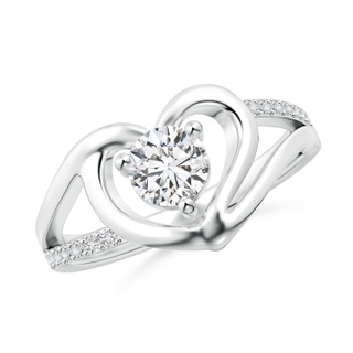 5.3mm HSI2 Round Diamond Split Shank Heart Promise Ring in White Gold