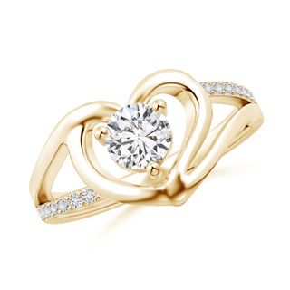 5.3mm HSI2 Round Diamond Split Shank Heart Promise Ring in Yellow Gold