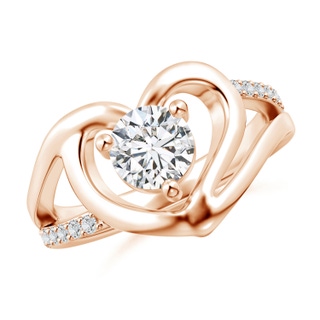6mm HSI2 Round Diamond Split Shank Heart Promise Ring in Rose Gold