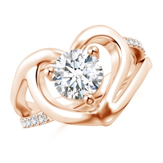 7mm GVS2 Round Diamond Split Shank Heart Promise Ring in 10K Rose Gold