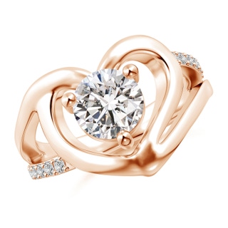 7mm IJI1I2 Round Diamond Split Shank Heart Promise Ring in Rose Gold