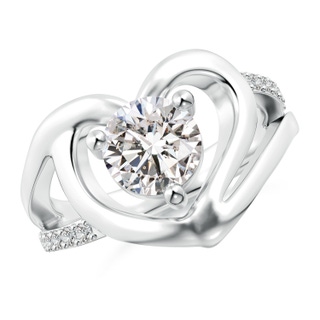 7mm IJI1I2 Round Diamond Split Shank Heart Promise Ring in S999 Silver