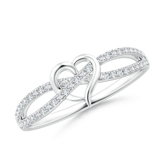 1mm GVS2 Round Diamond Criss Cross Heart Promise Ring in 10K White Gold