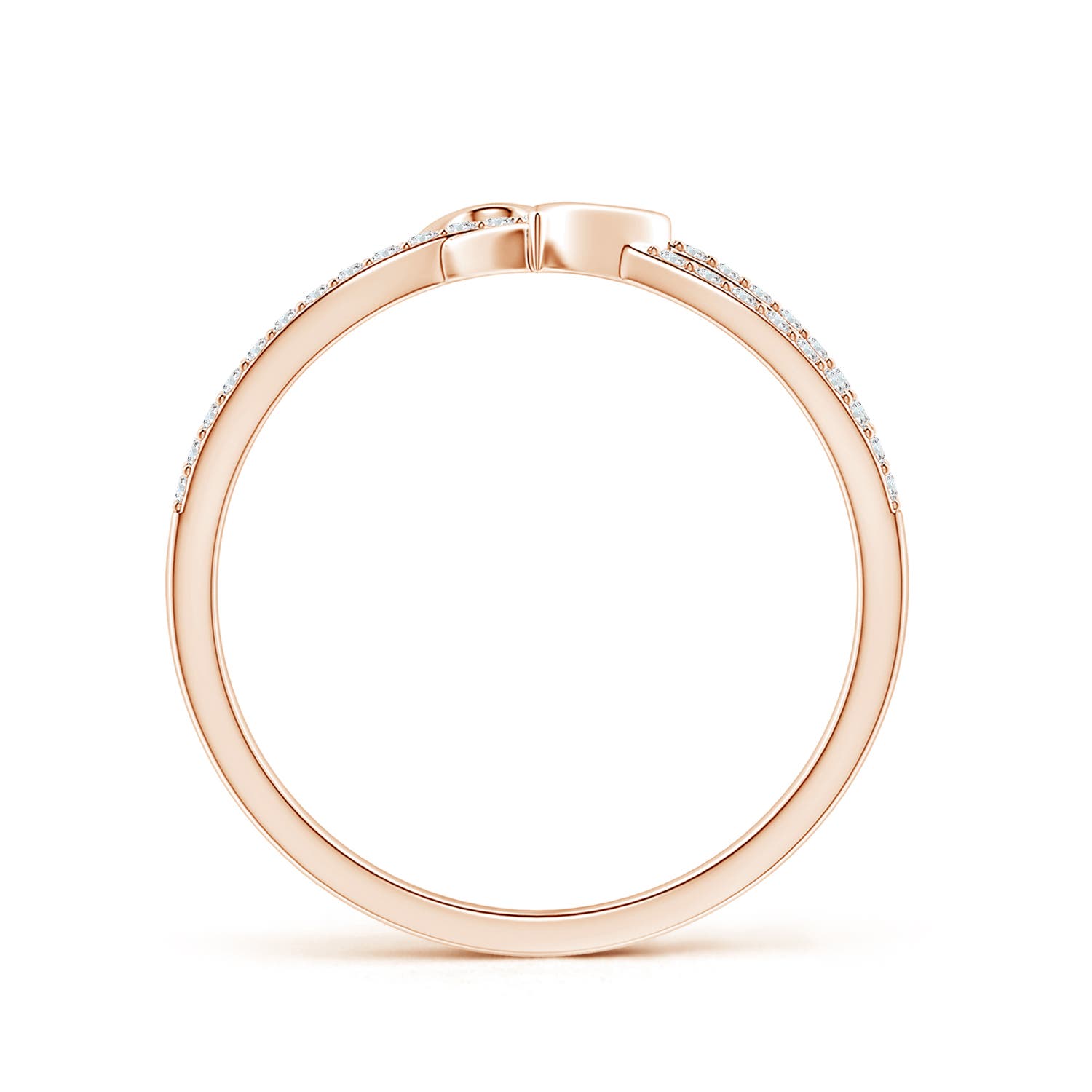 1mm GVS2 Round Diamond Criss Cross Heart Promise Ring in 18K Rose Gold