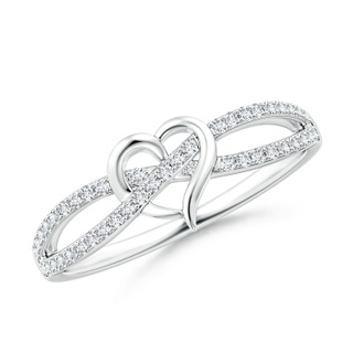 1mm GVS2 Round Diamond Criss Cross Heart Promise Ring in 18K White Gold