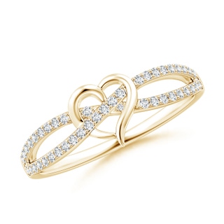 1mm GVS2 Round Diamond Criss Cross Heart Promise Ring in 18K Yellow Gold
