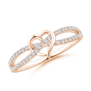 1mm GVS2 Round Diamond Criss Cross Heart Promise Ring in 9K Rose Gold