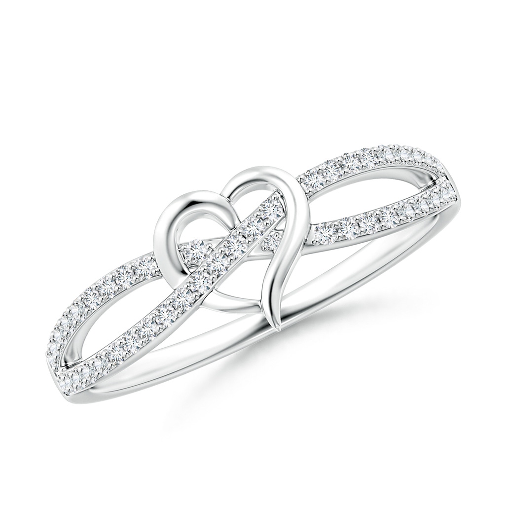 1mm GVS2 Round Diamond Criss Cross Heart Promise Ring in S999 Silver