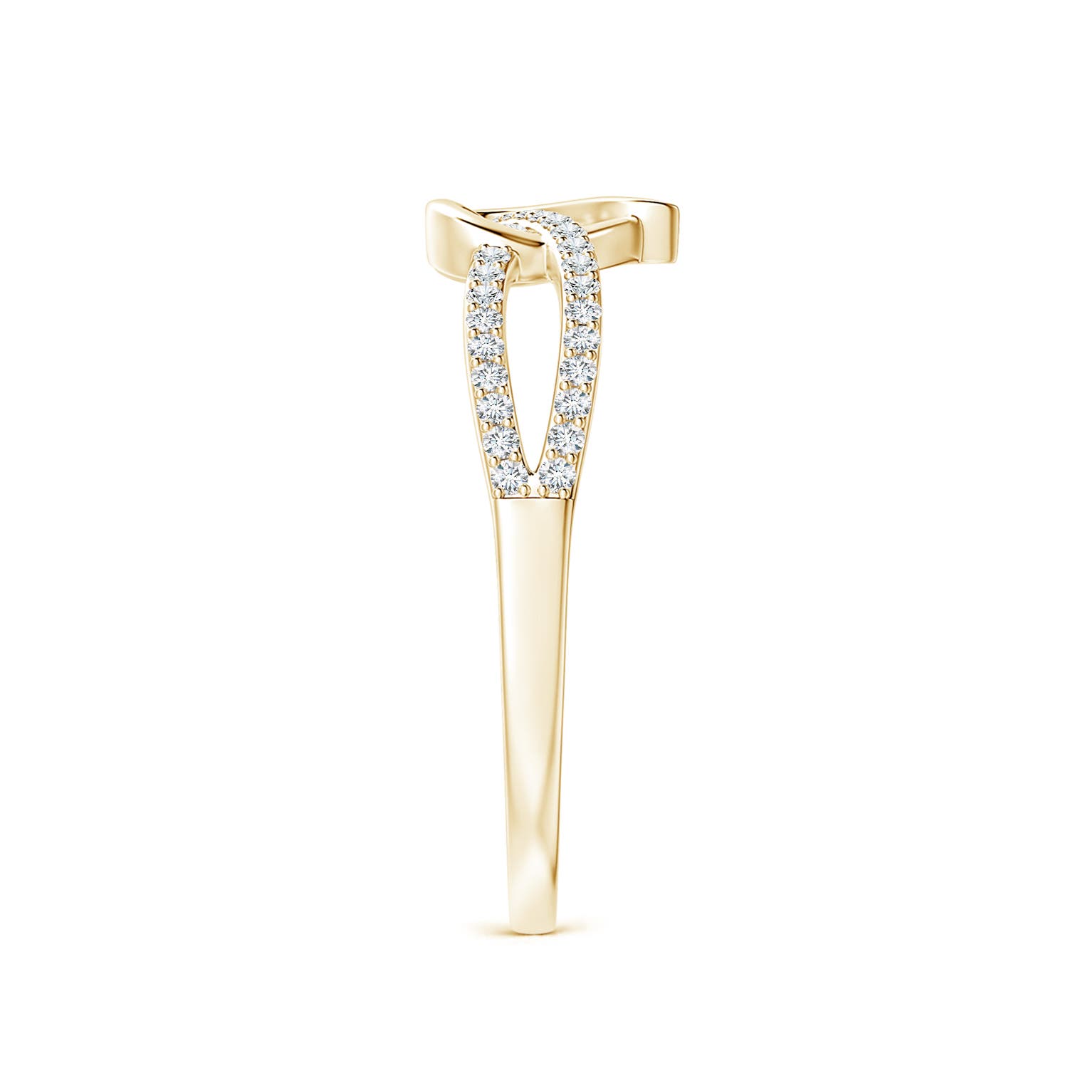 1mm GVS2 Round Diamond Criss Cross Heart Promise Ring in Yellow Gold - side 7