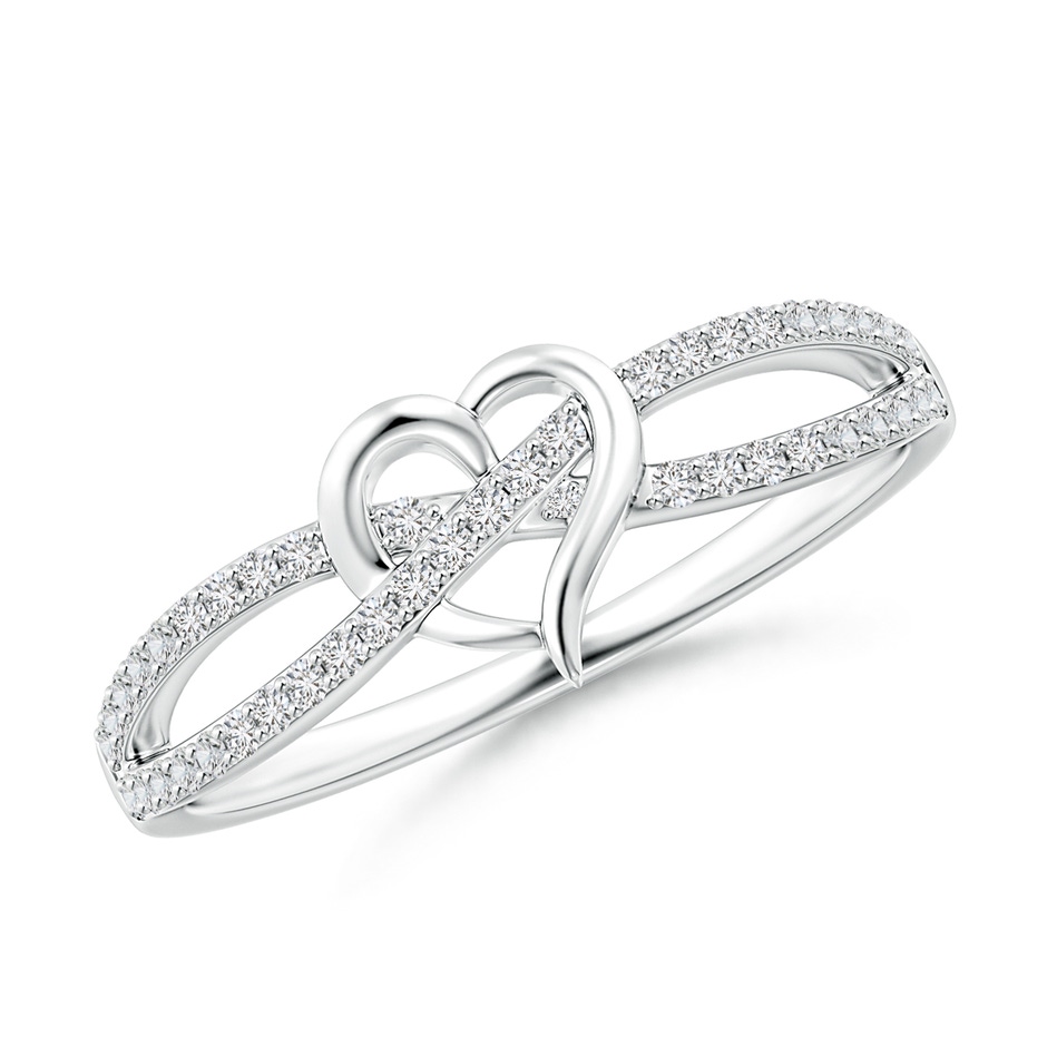 1mm HSI2 Round Diamond Criss Cross Heart Promise Ring in White Gold 