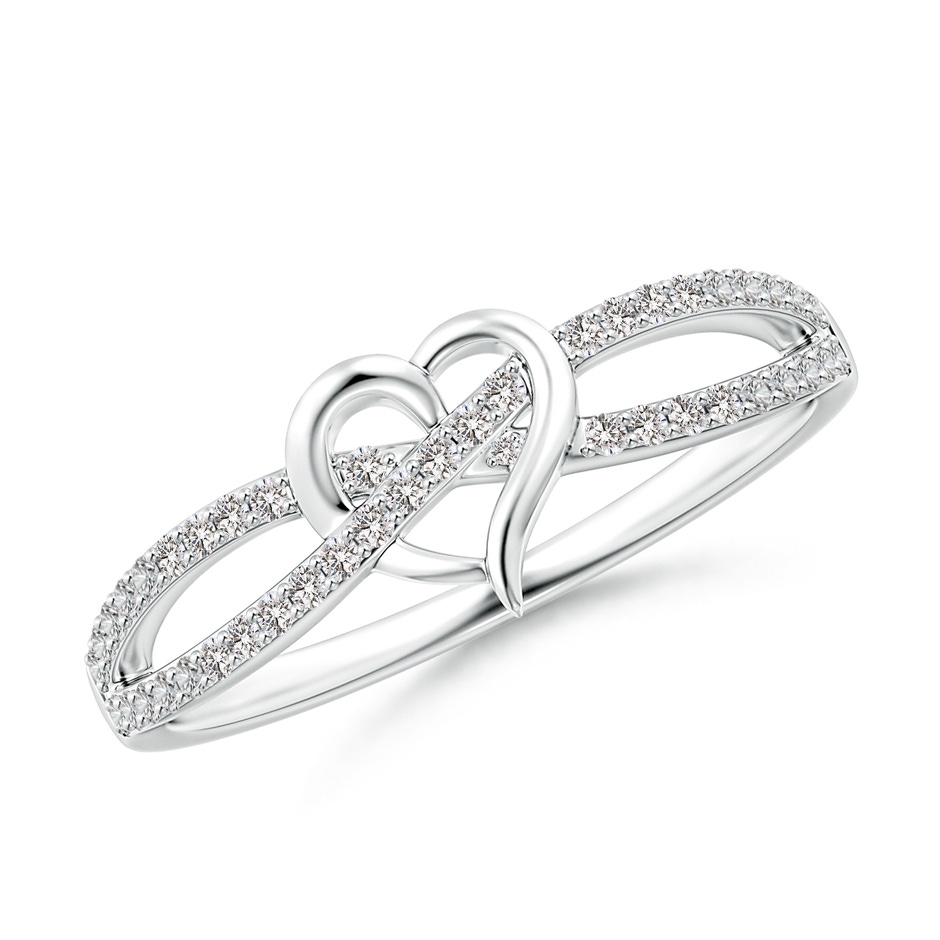 1mm IJI1I2 Round Diamond Criss Cross Heart Promise Ring in White Gold 